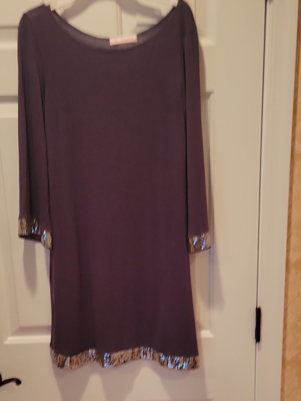 Blush Grey Mini Dress with Sequin Trim